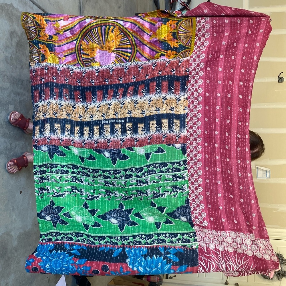Indian Reversible Sari Throw Blanket